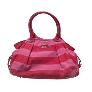 Kate Spade Pink Striped Colorblock Canvas  Shopper Tote
